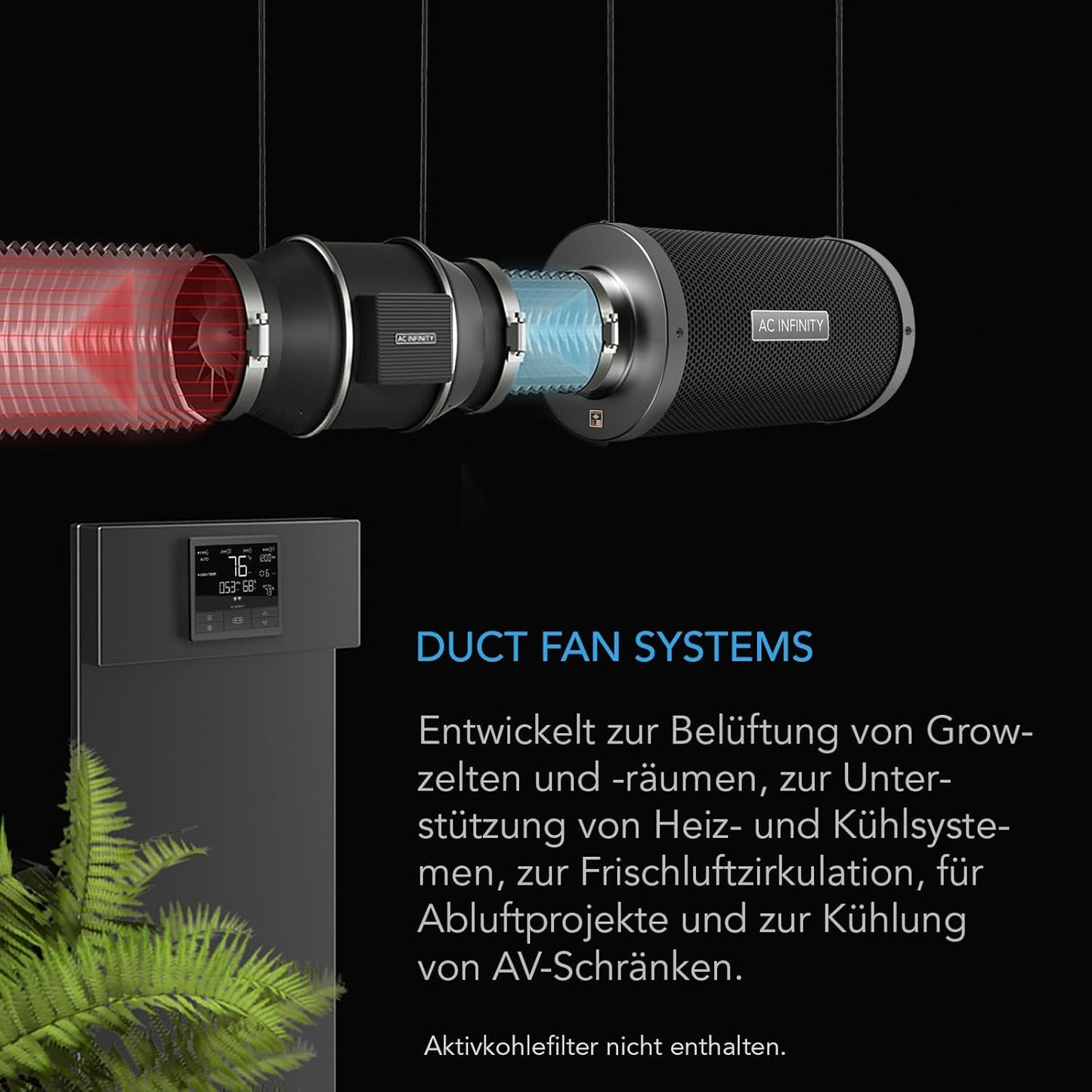 Leises Inline-Lüftersystem mit Smart Controller, 250 mm Pro Smart Controller
