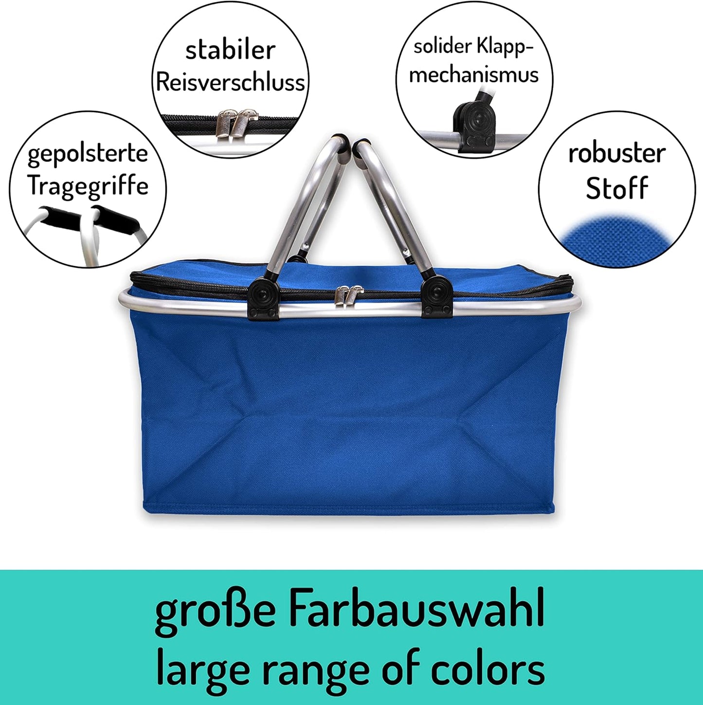 Faltbares Einkaufskorb-Set, Normal - 3x Pack Blau