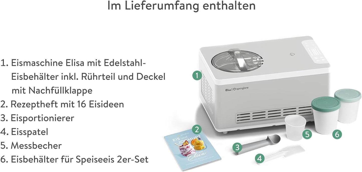 Eismaschine Elisa, Elisa + 2 Aufbewahrungsbehälter Mint