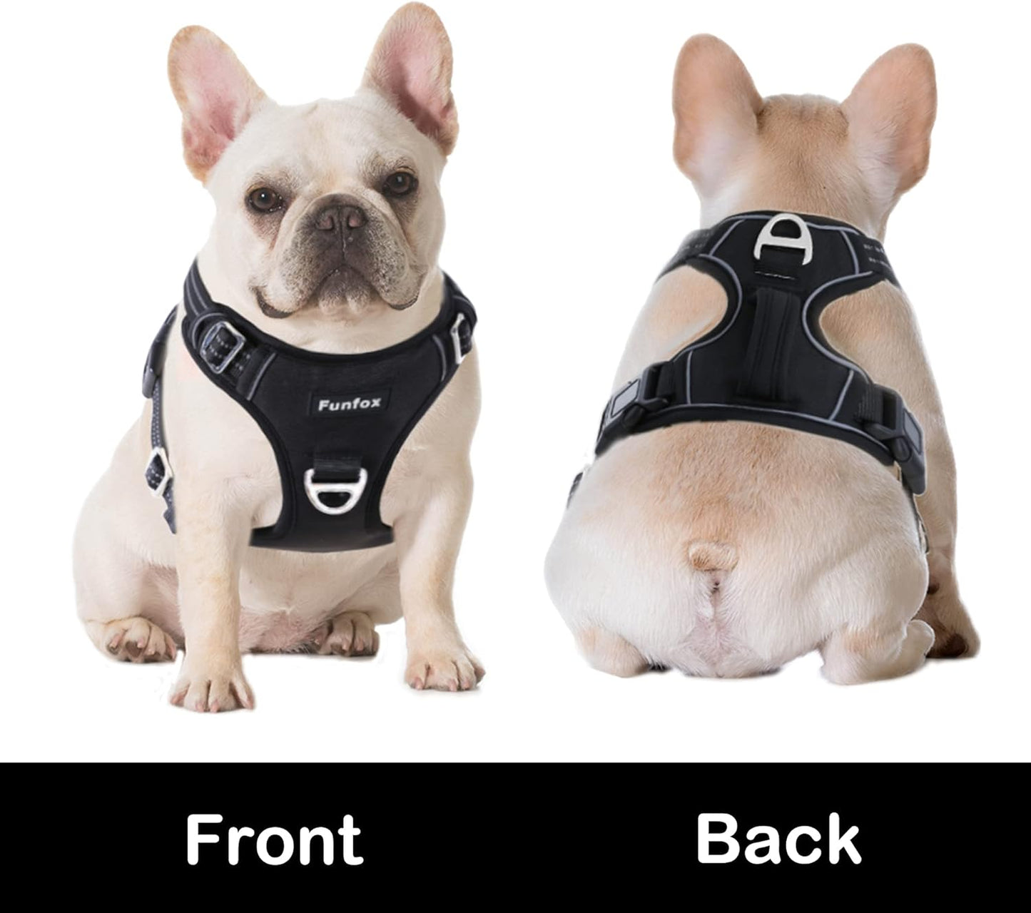 Verstellbares Anti-Zug Hundegeschirr mit Griff & Reflektorstreifen, XL|Schwarz