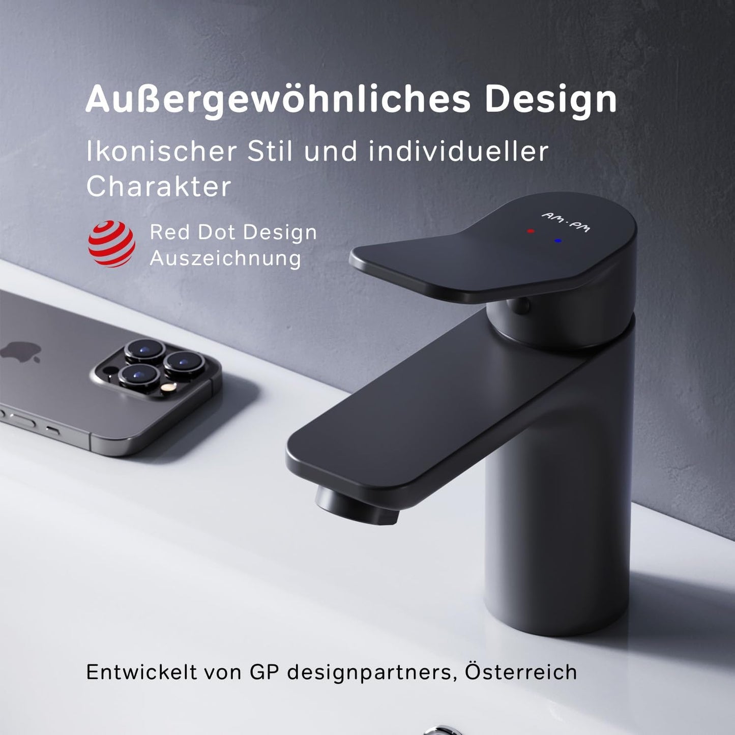 Wassersparende Einhebel-Waschtischarmatur X-Joy mit Klick- Ablaufgarnitur, mit Ablaufgarnitur Schwarz
