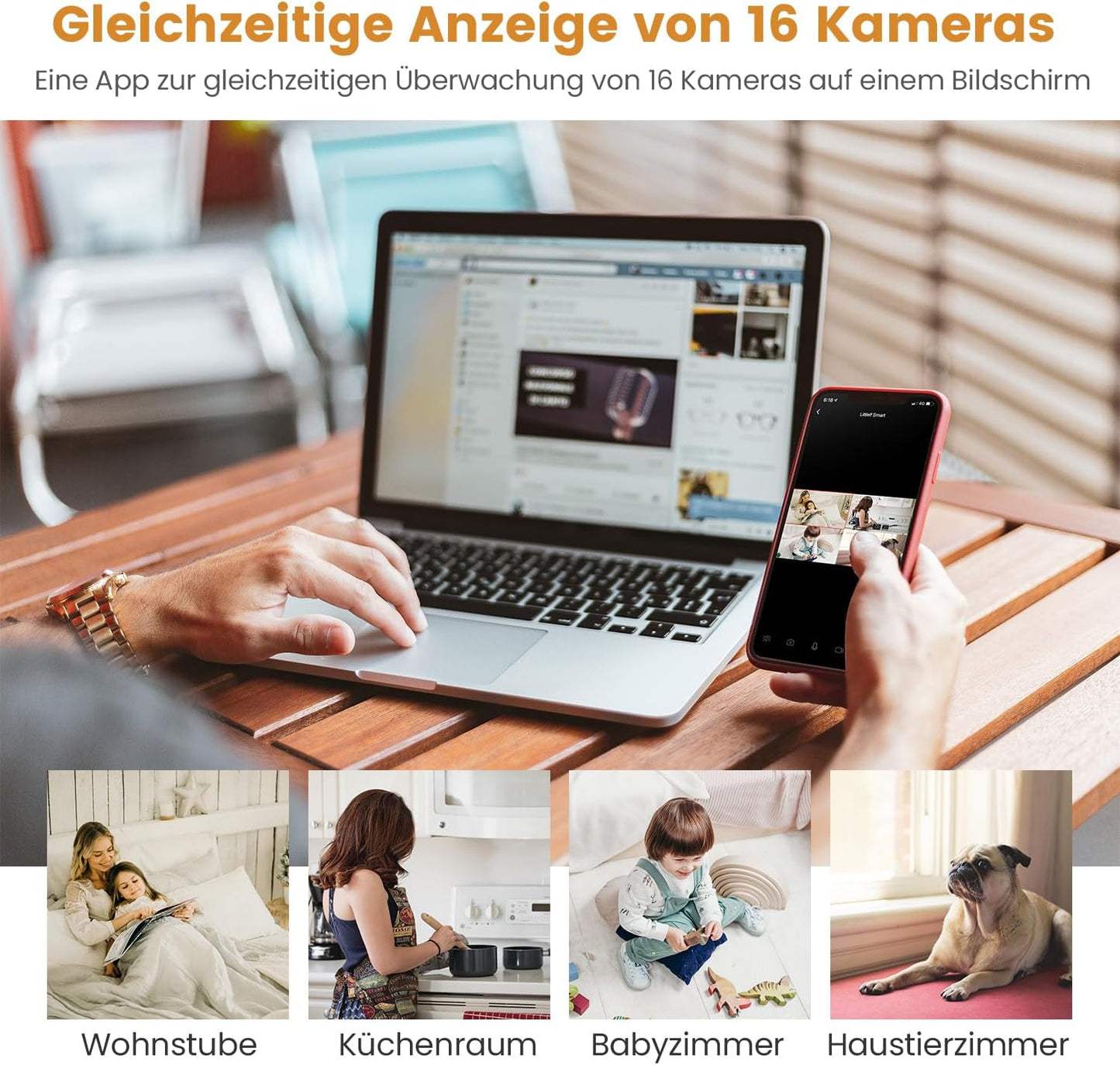 Überwachungskamera-Set mit Bewegungserkennung, 2 Stück-2.4GHz Weiss