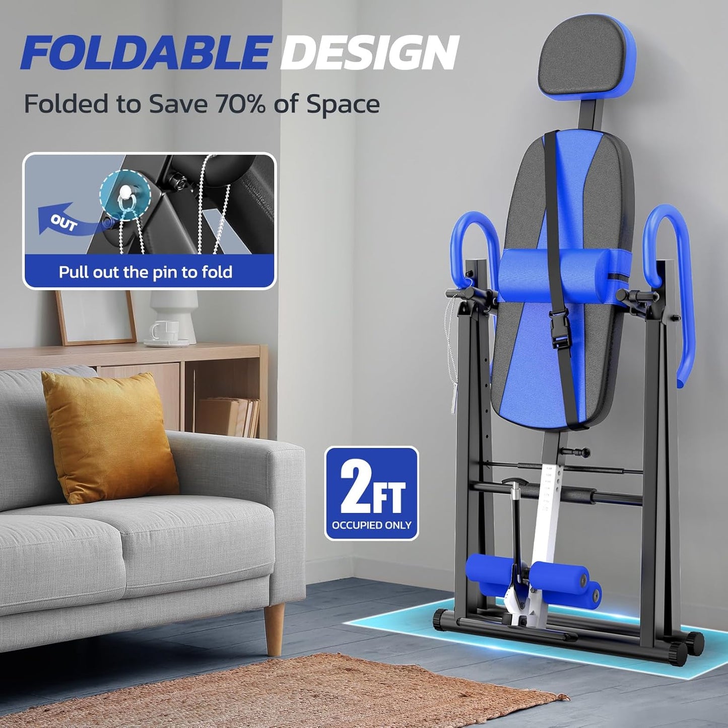 Faltbarer Inversionstrainer, Blau und Schwarz