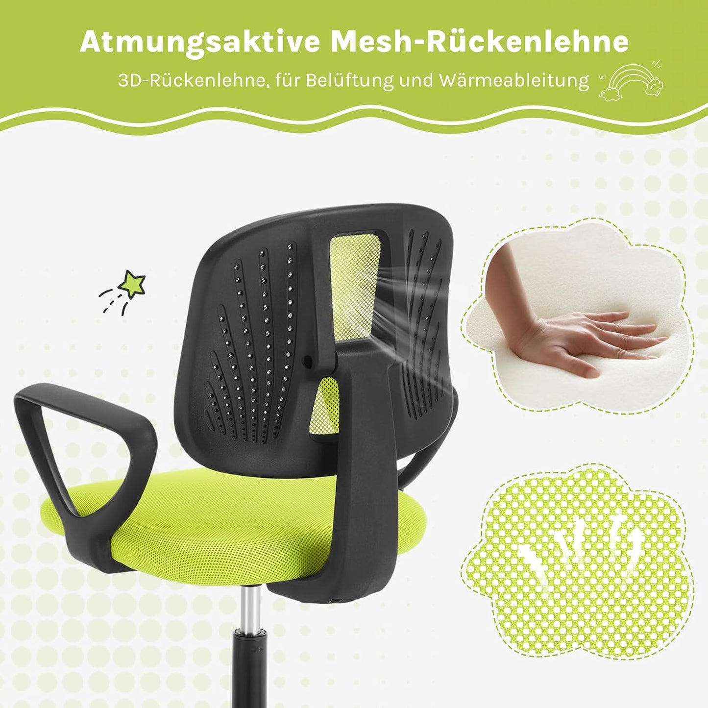 Ergonomischer Kinderschreibtischstuhl, Grün