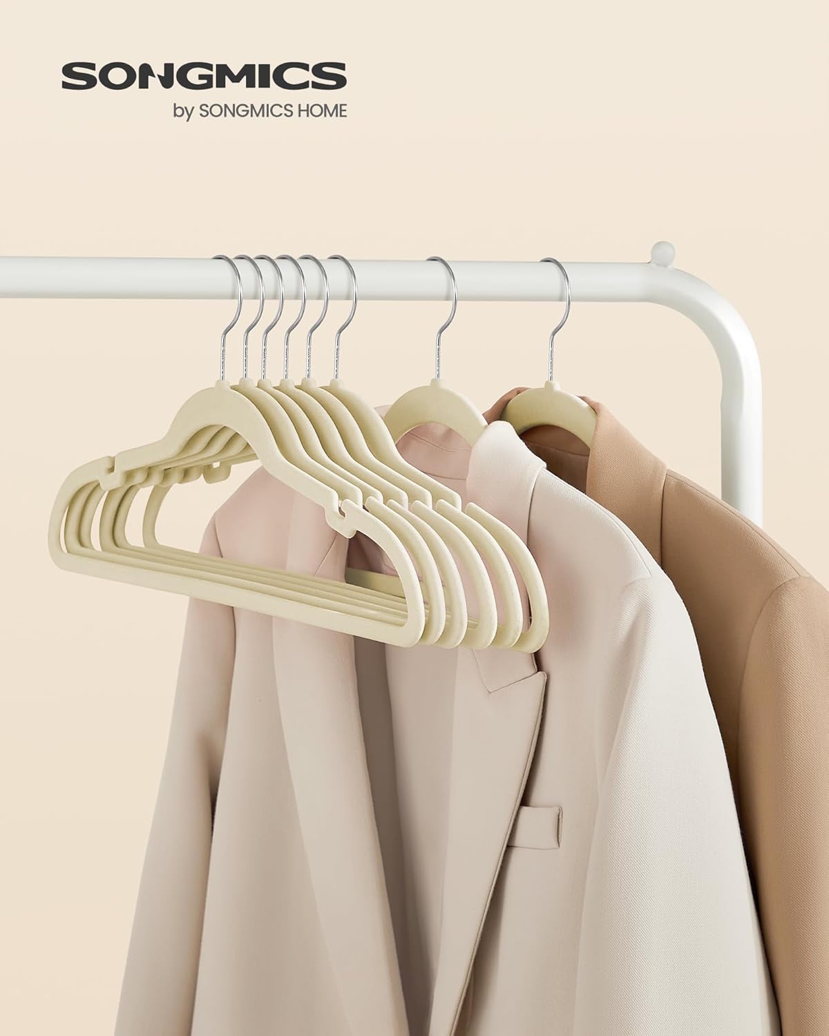 50er-Set Samt-Kleiderbügel, Sand Beige 50 Stück