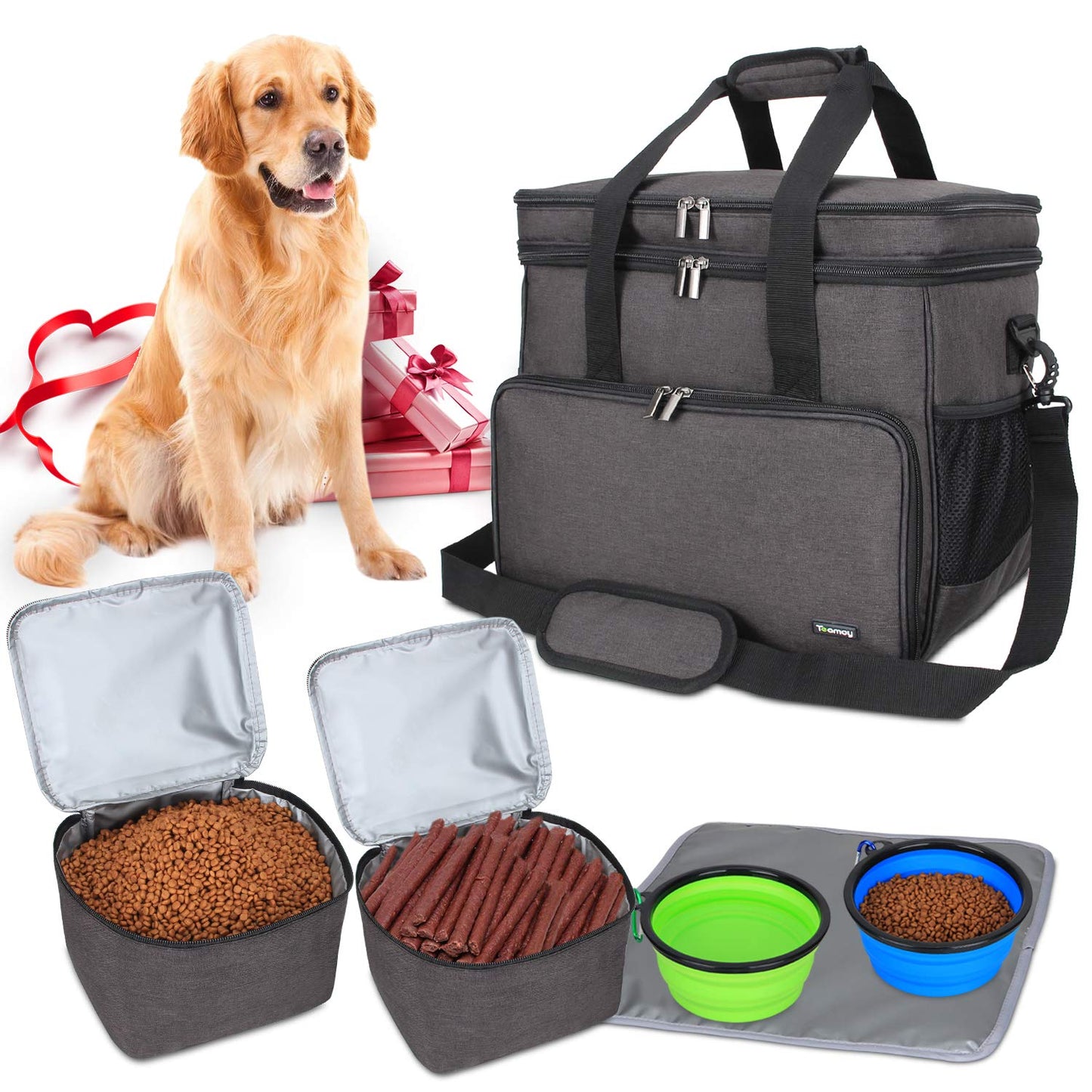 Reisetasche für Hundeausrüstung, Schwarz, Gross
