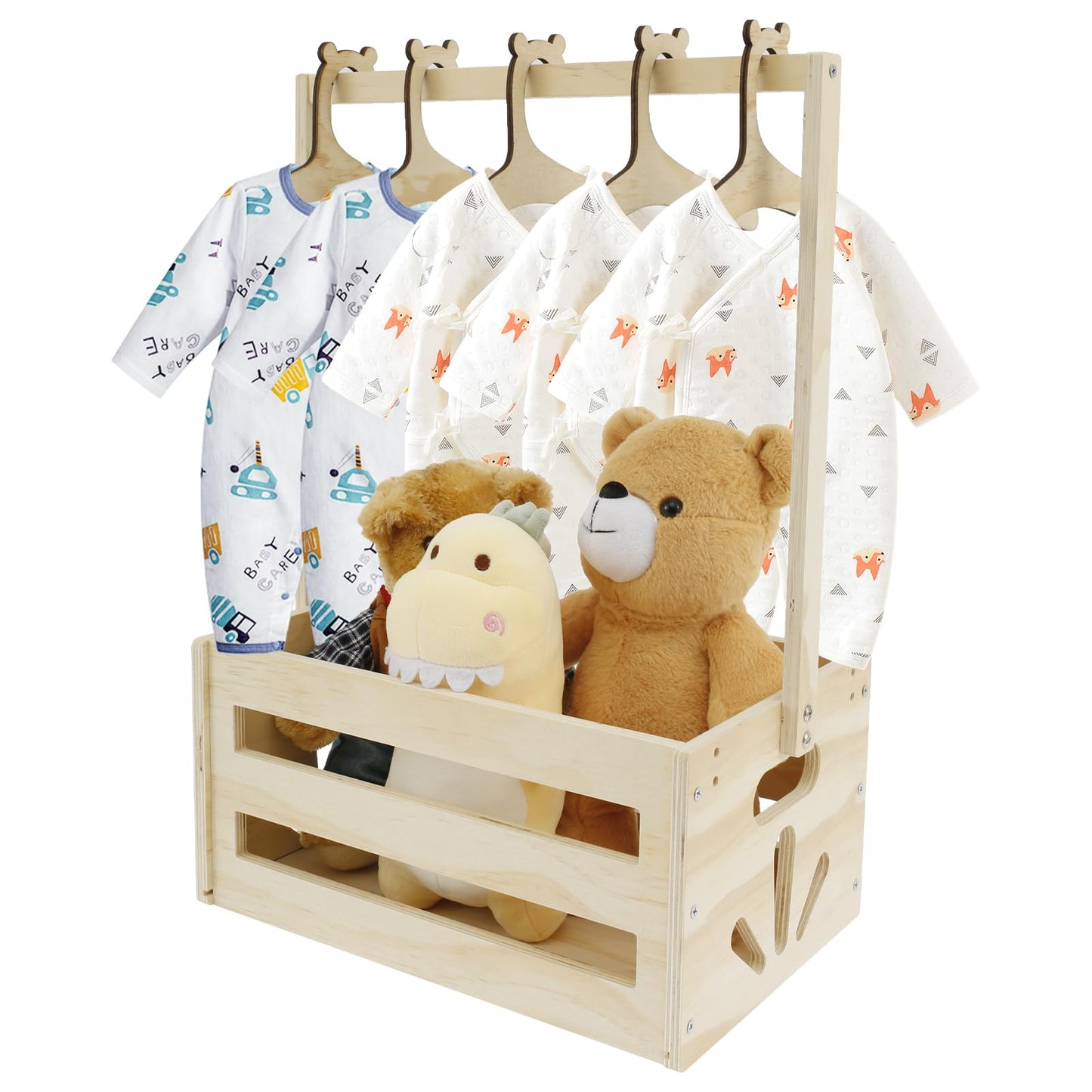 Baby-Shower-Geschenkkorb mit Kleiderstange und 5 Kleiderbügel