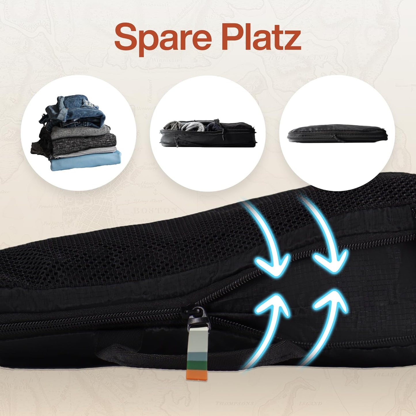4-teiliges Packwürfel-Set, Schwarz 4-teiliges Set