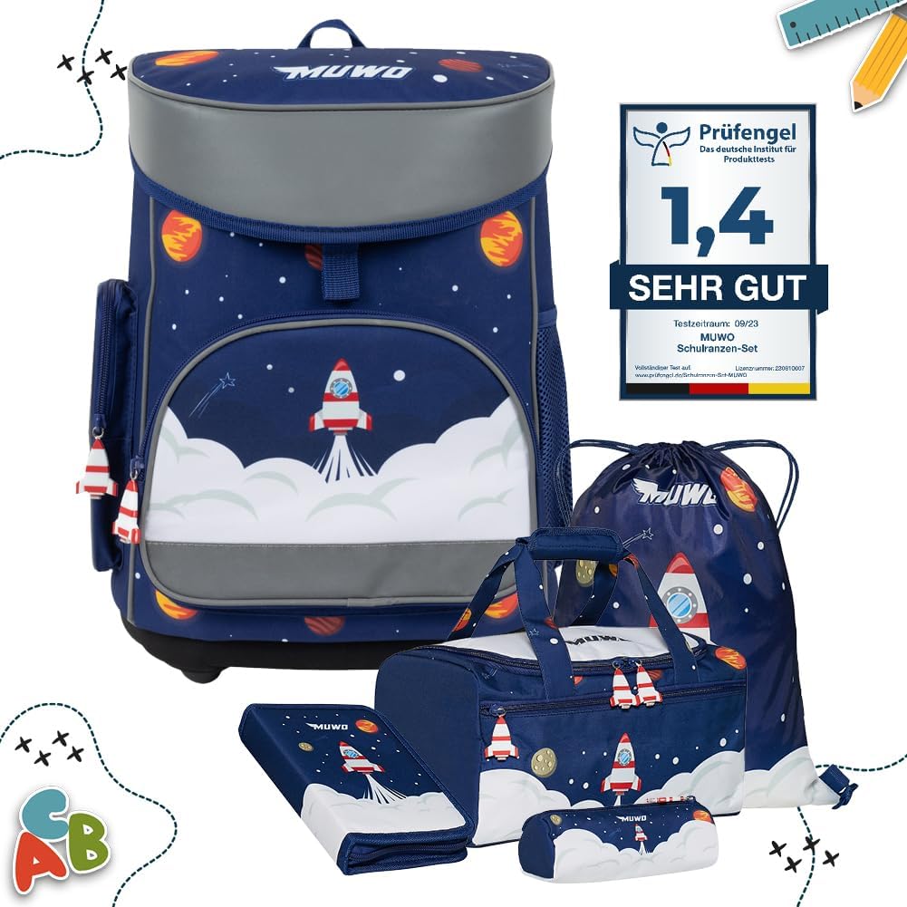 Ergonomisches Schulranzen-Set für Kinder, Weltraum Design