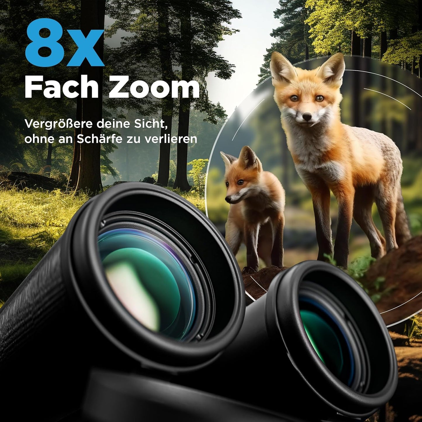 Fernglas 8x42 mit Hardcase, 8x42 Schwarz