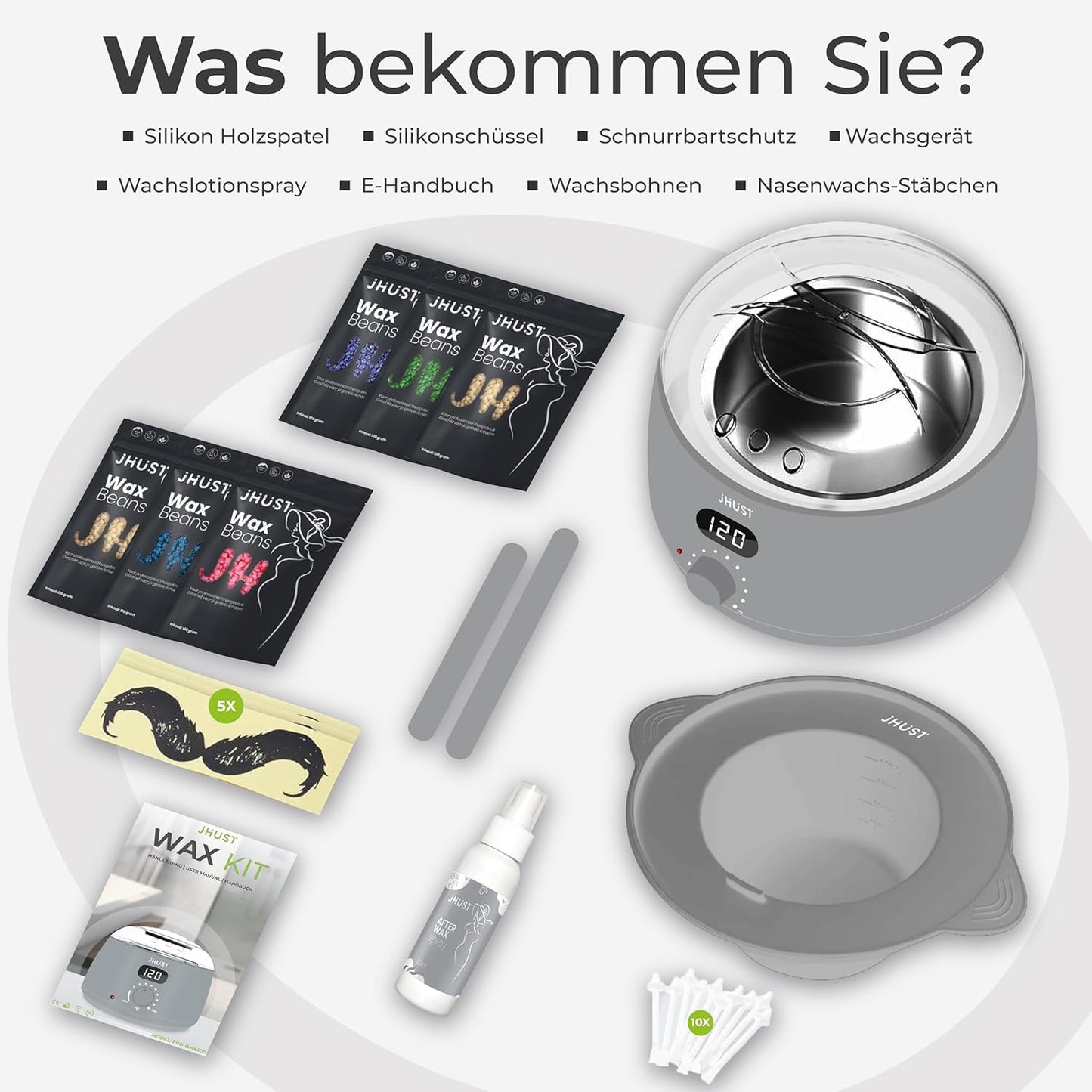 Wachswärmer mit Zubehör-Set, grau