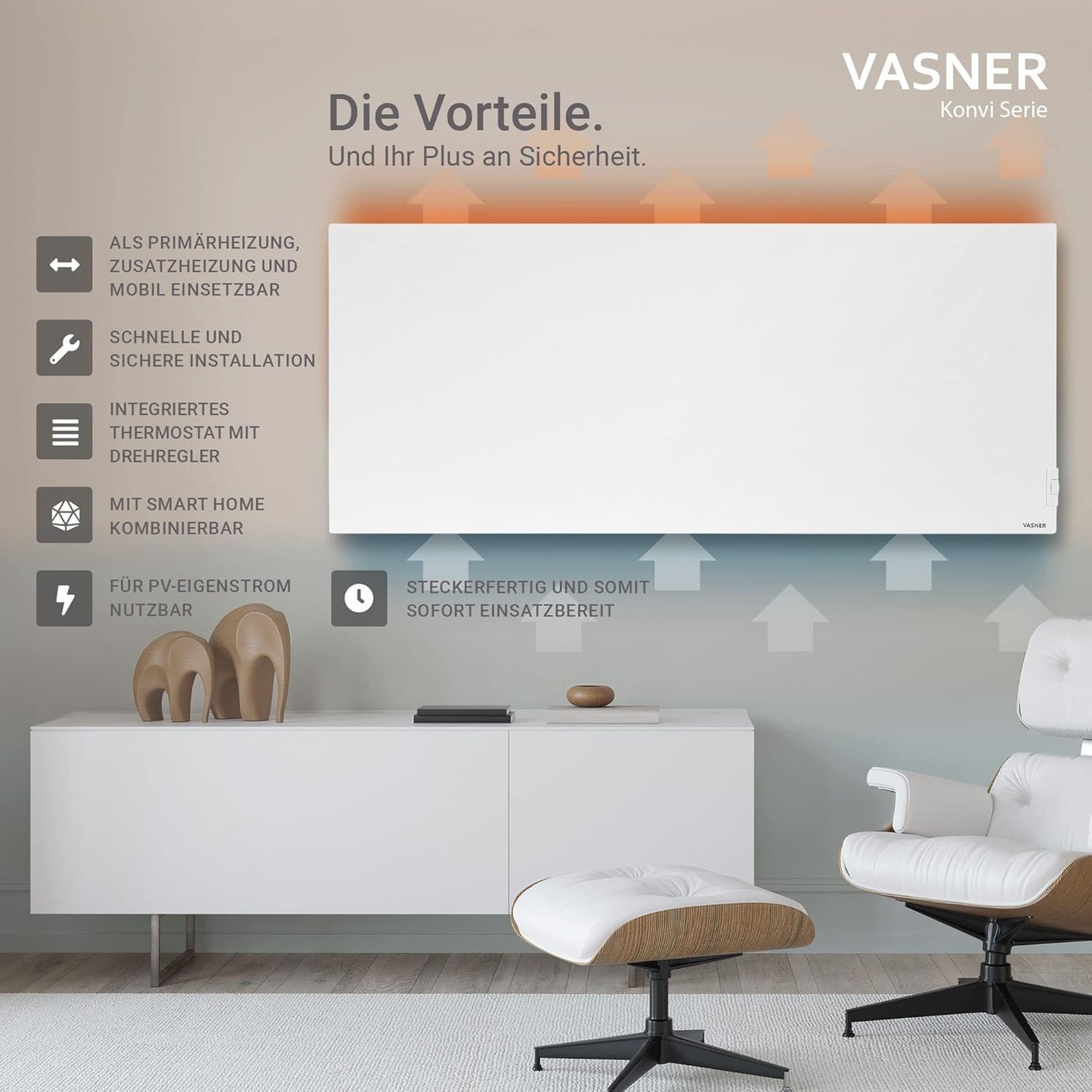Konvi Infrarotheizung mit Thermostat, 1200 Watt