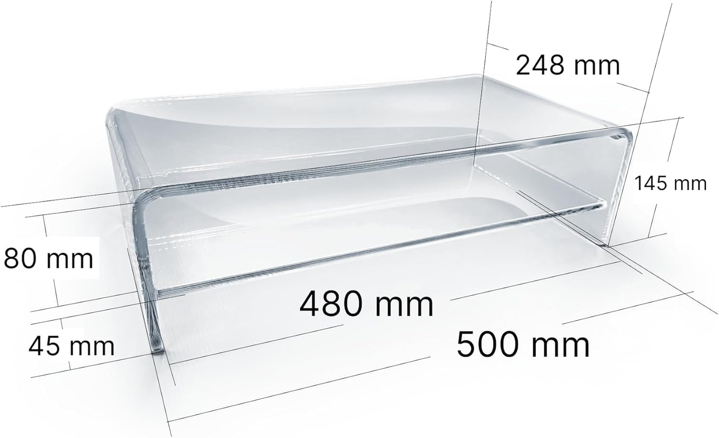 Monitorständer mit Zwischenablage, Transparent mit Zwischenablage