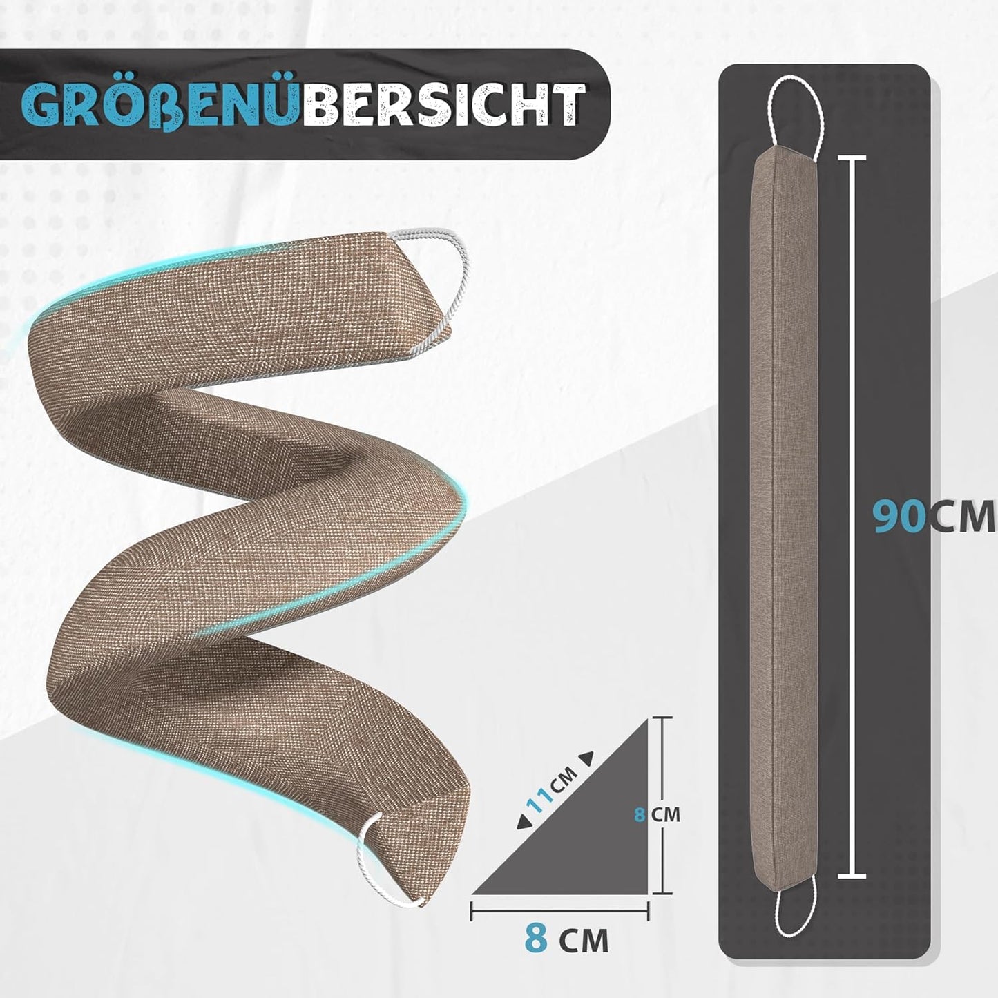 Zugluftstopper für Türen, 90 cm, Braun 90CM