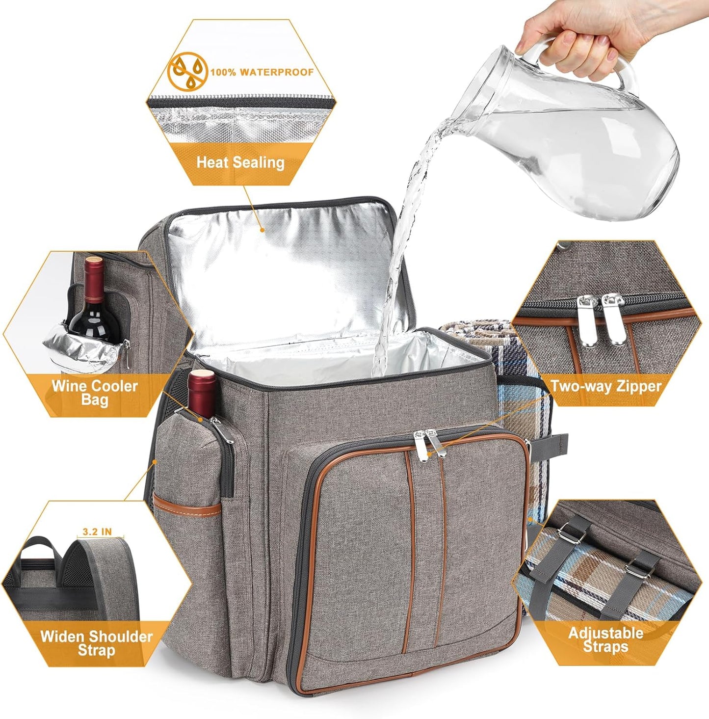 Picknick-Rucksack, Brushedkhaki