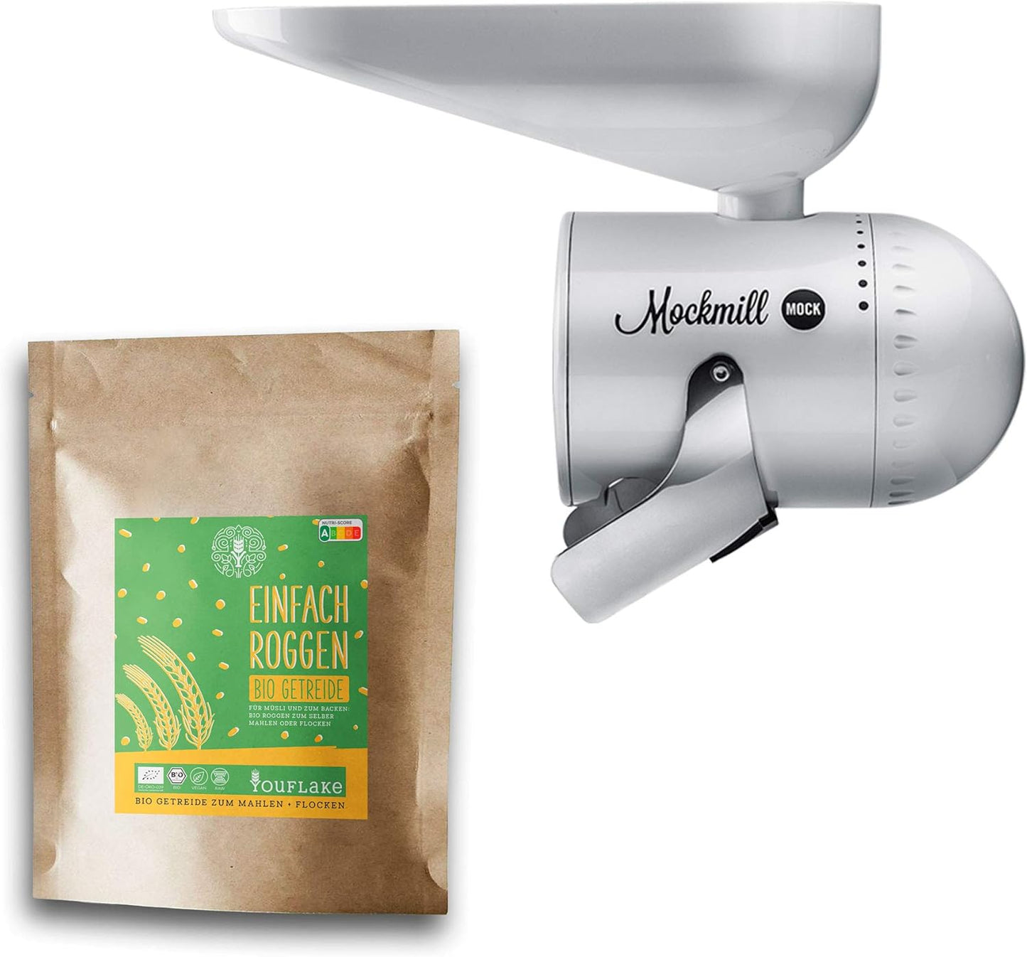 Mahlaufsatz für KitchenAid inkl. Roggen (2,5 kg), Mockmill Mahlaufsatz + 2,5 kg Bio Roggen
