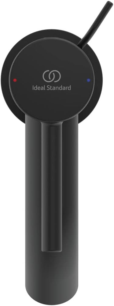 Ceraline Waschtischarmatur H75 mit Zugstange, Silk Black, Ablaufgarnitur