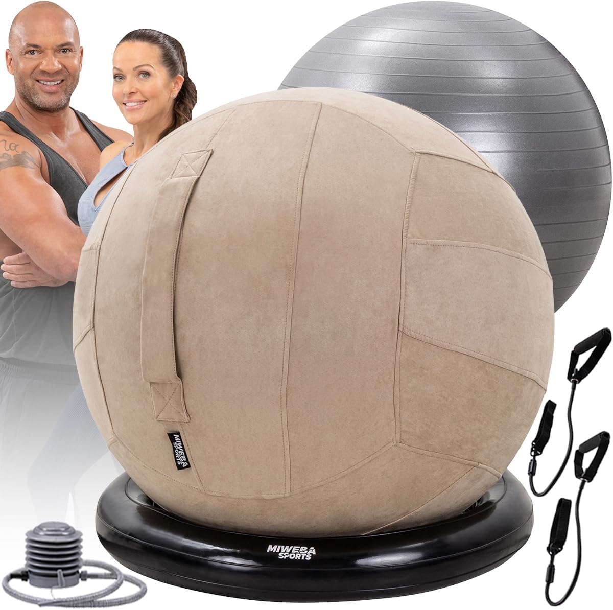 Gymnastikball mit Ballauflage, Beige