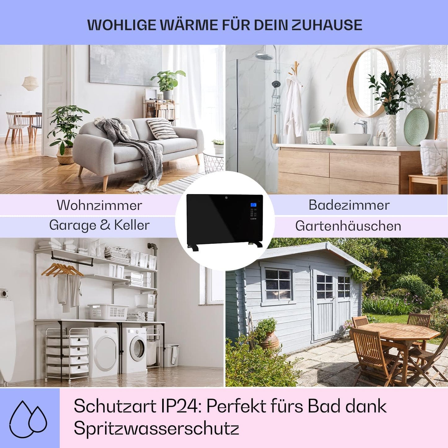 Konvektorheizung, 2000 Watts - bis 30 m² Schwarz