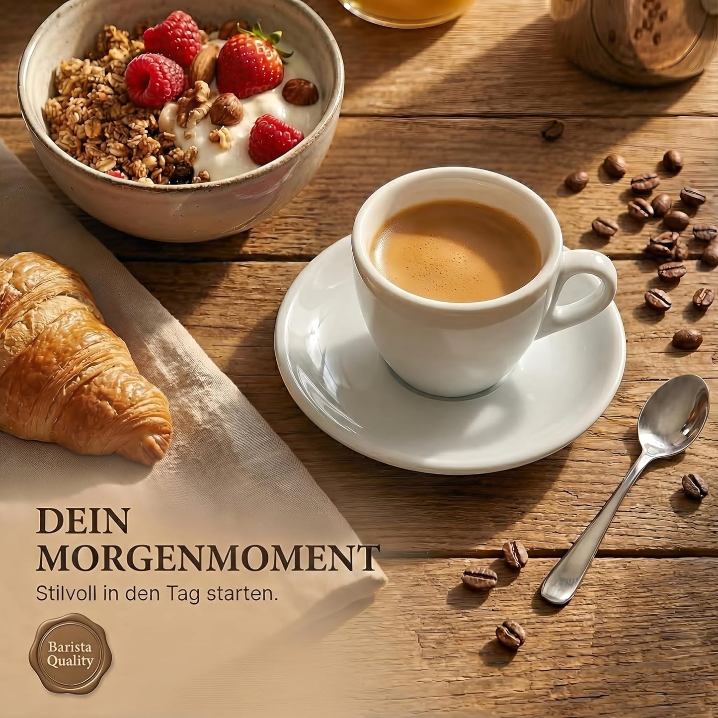 6er-Set Espressotassen mit Untertassen, Weiss 60 ml