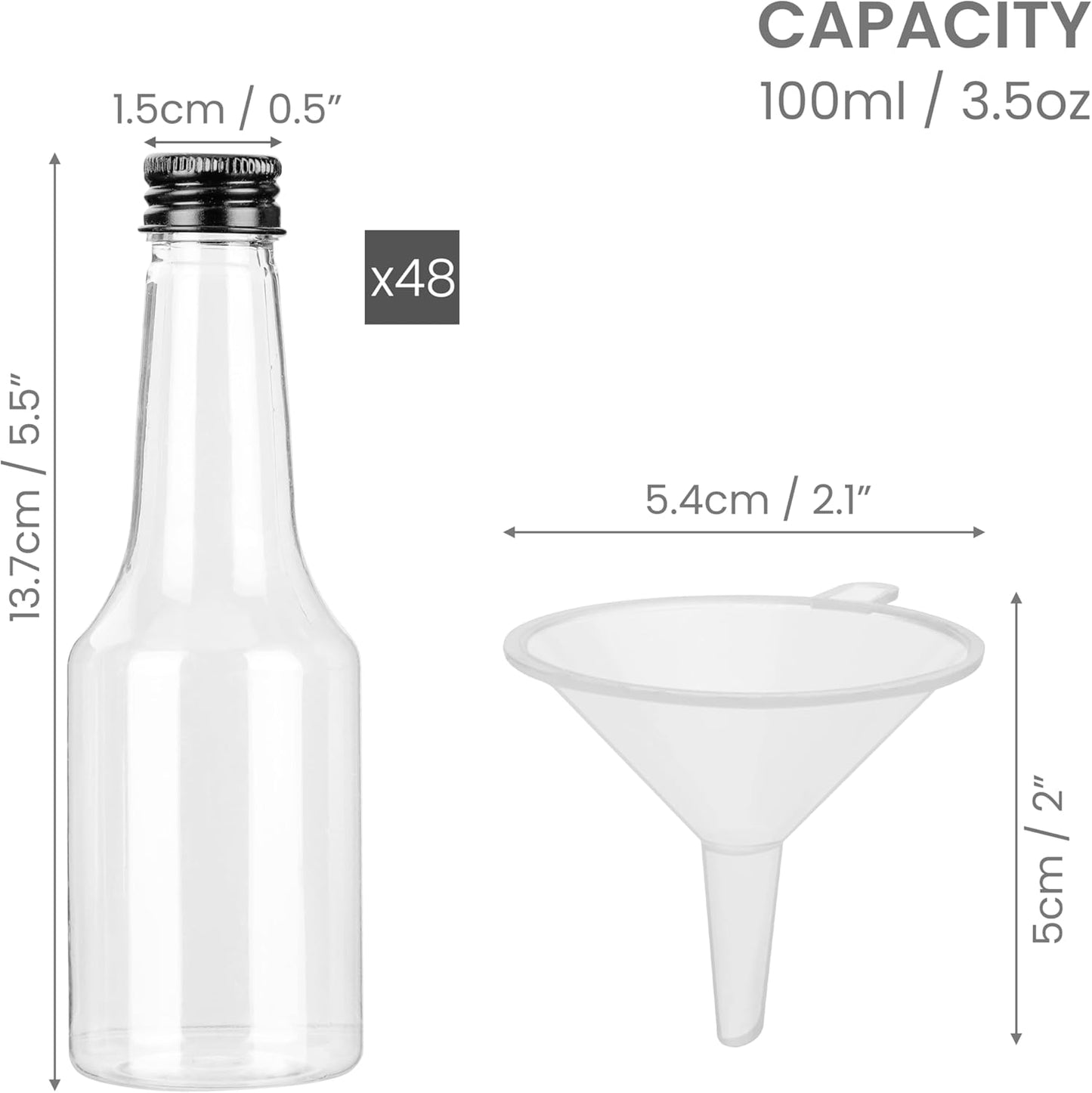 48er Set Schnapsflaschen zum Befüllen, 100ml - 48 Pack