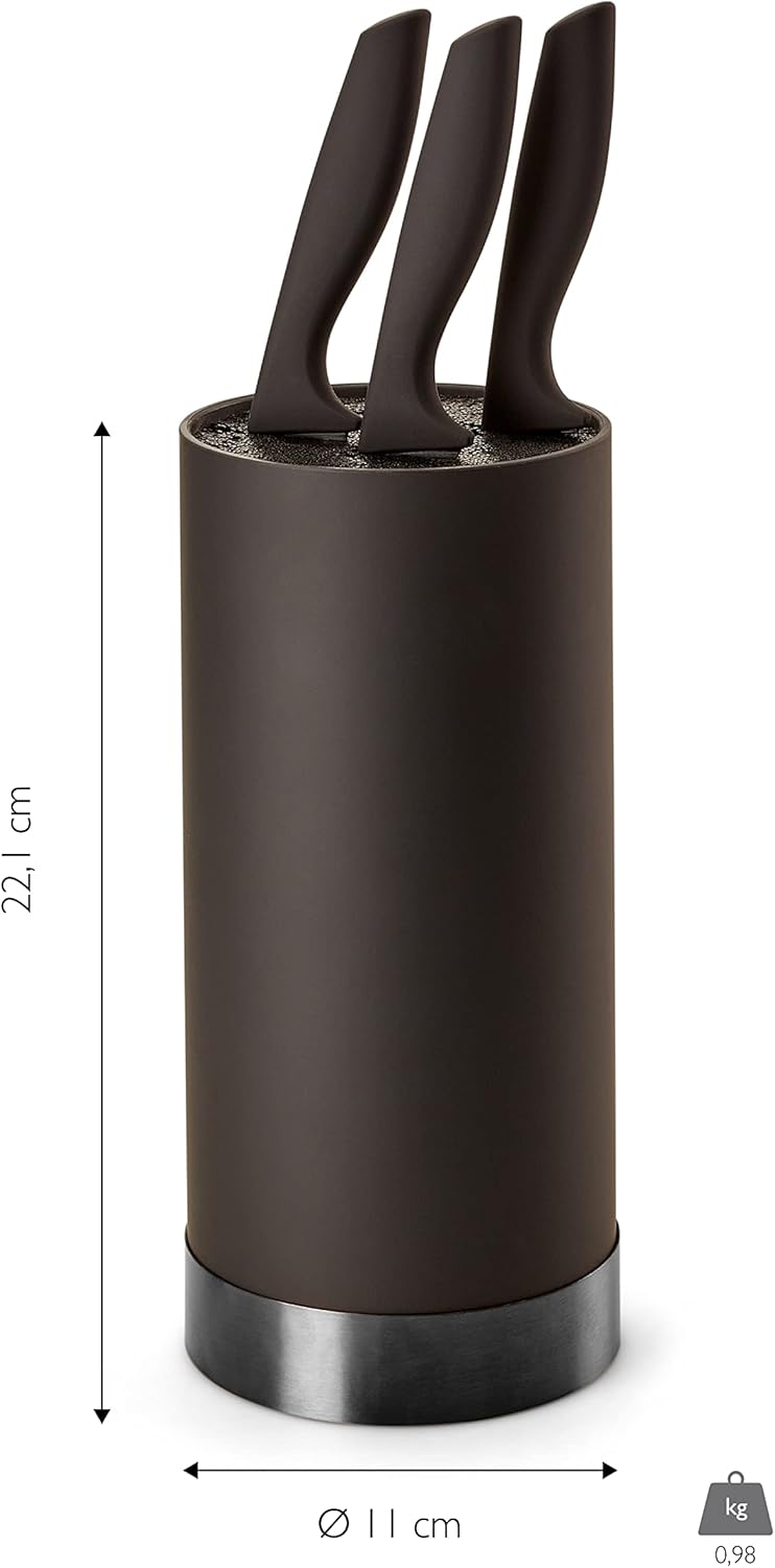 4-teiliges Messerblock-Set mit Borsteneinsatz, Schwarz