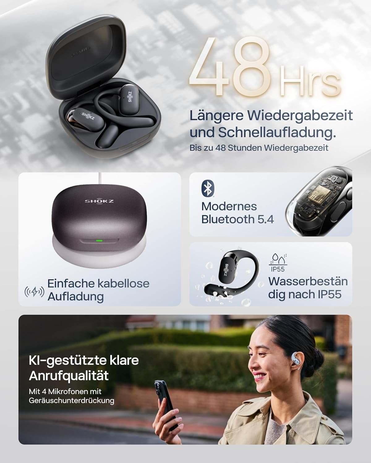 OpenFit 2+, Typ-C-Laden &kabelloses Laden+ Dolby Audio Schwarz