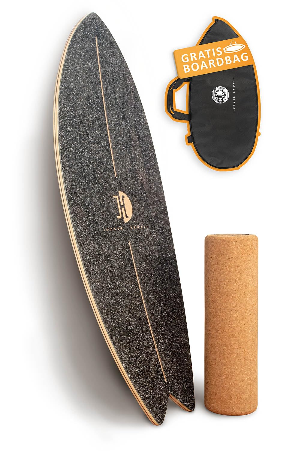 Balanceboard Ocean Rocker mit rutschfester Oberfläche, Schwarz + Rolle