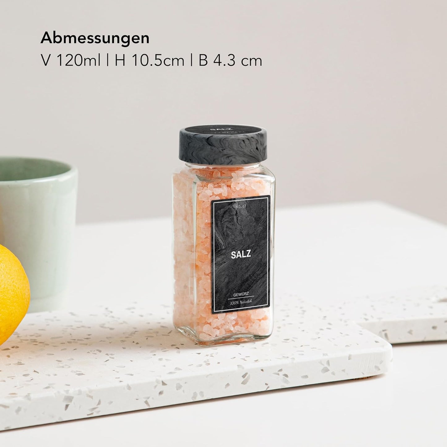 24-teiliges Gewürzgläser-Set mit Etiketten, Midnight Marble