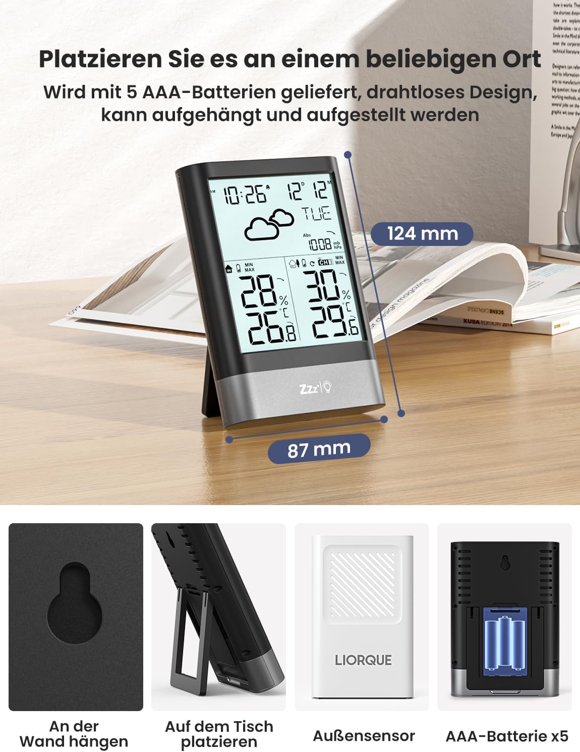 Funkwetterstation, Schwarz/Silber