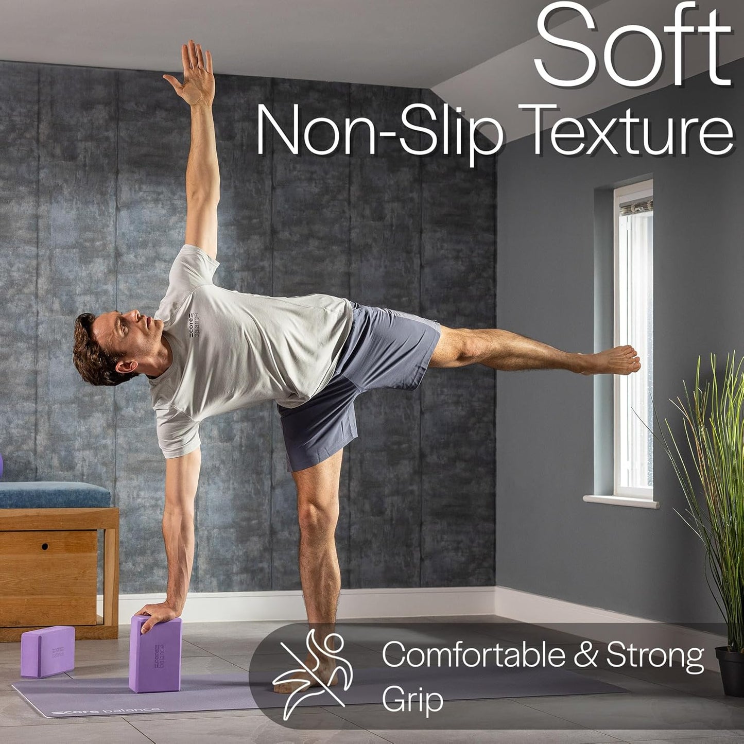 2er-Set Yoga-Block mit Gurt, Violett