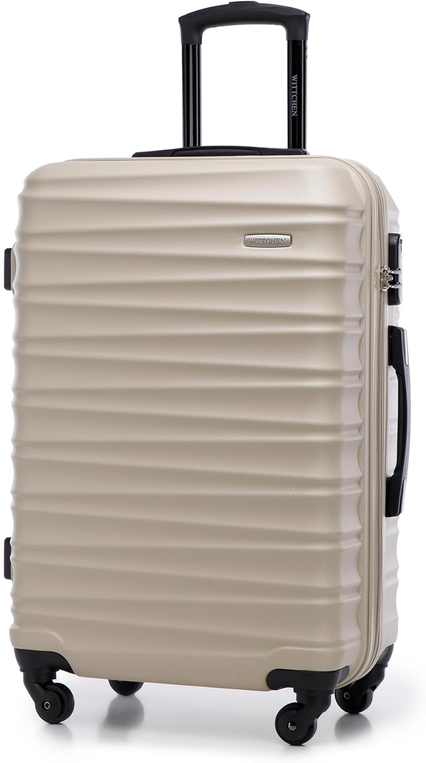 4-teiliges Reisekoffer-Set, Hartschalen-Trolleys, Beige Koffer-Set 4tlg.