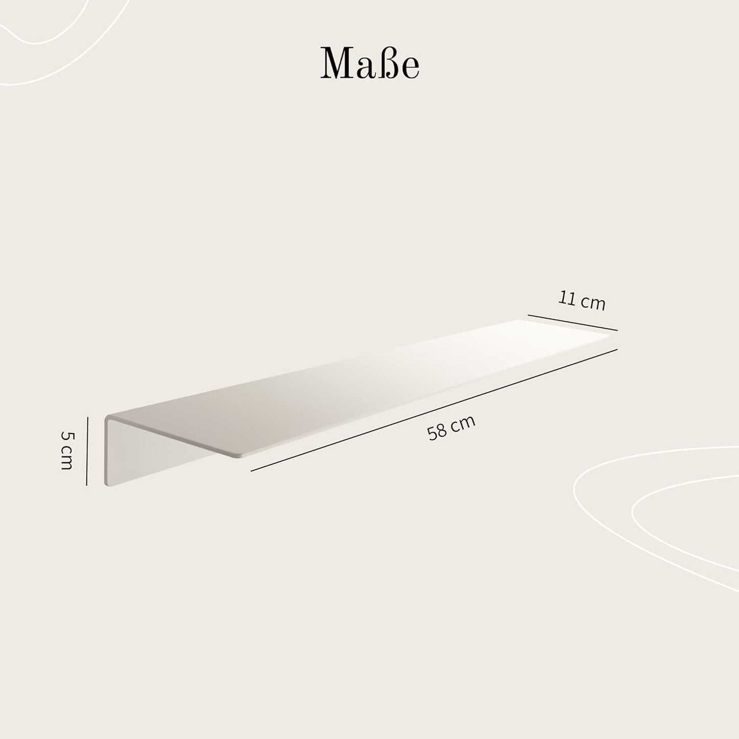 Wandregal ohne Bohren, Weiss 58 cm