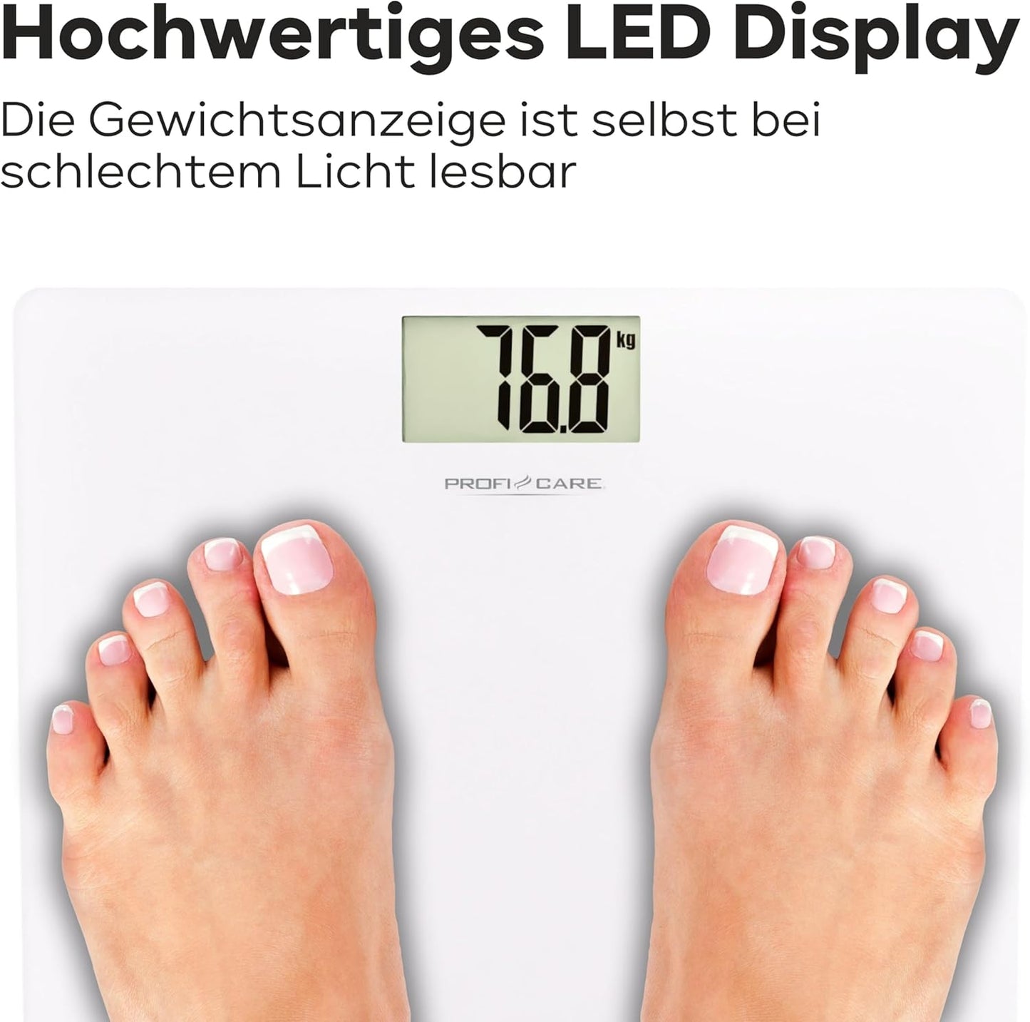 Digitale Personenwaage PC-PW 3122, Weiss 30 x 30 cm