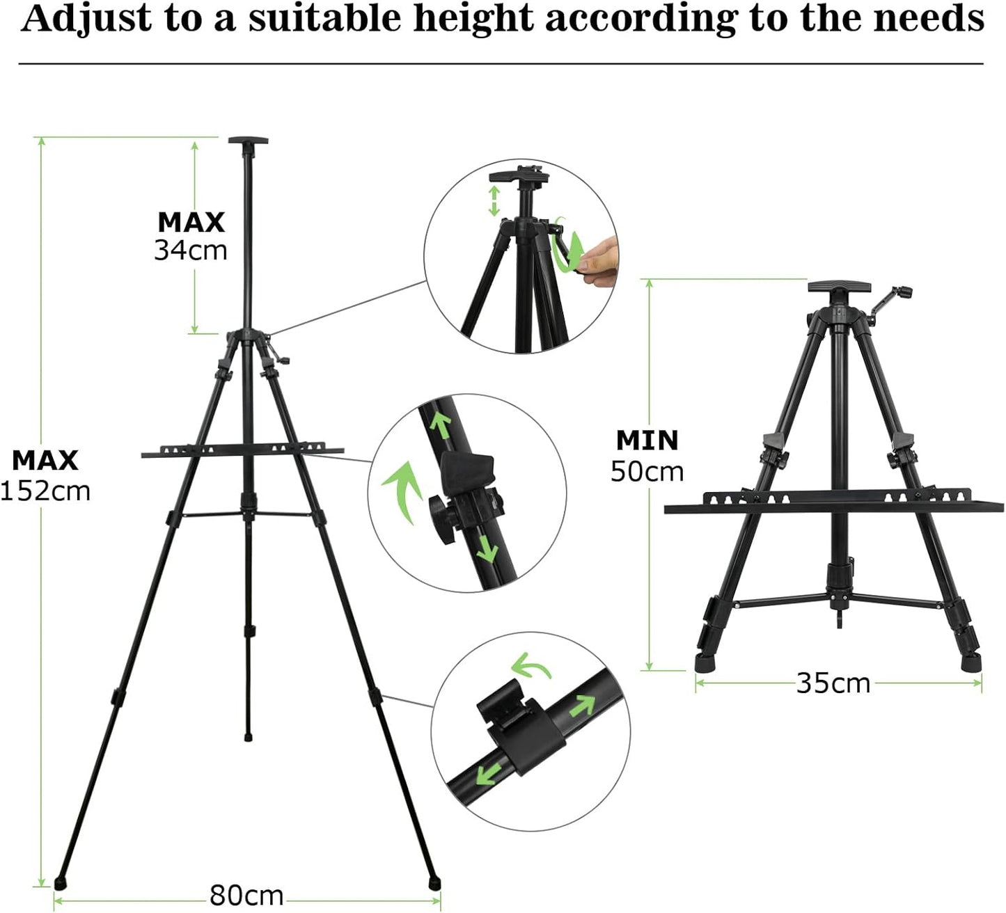 Höhenverstellbare Atelierstaffelei, 50-152cm