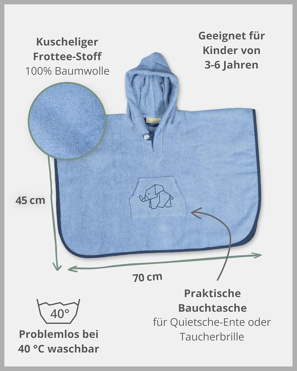 Badeponcho aus Frottee, Blau Badeponcho