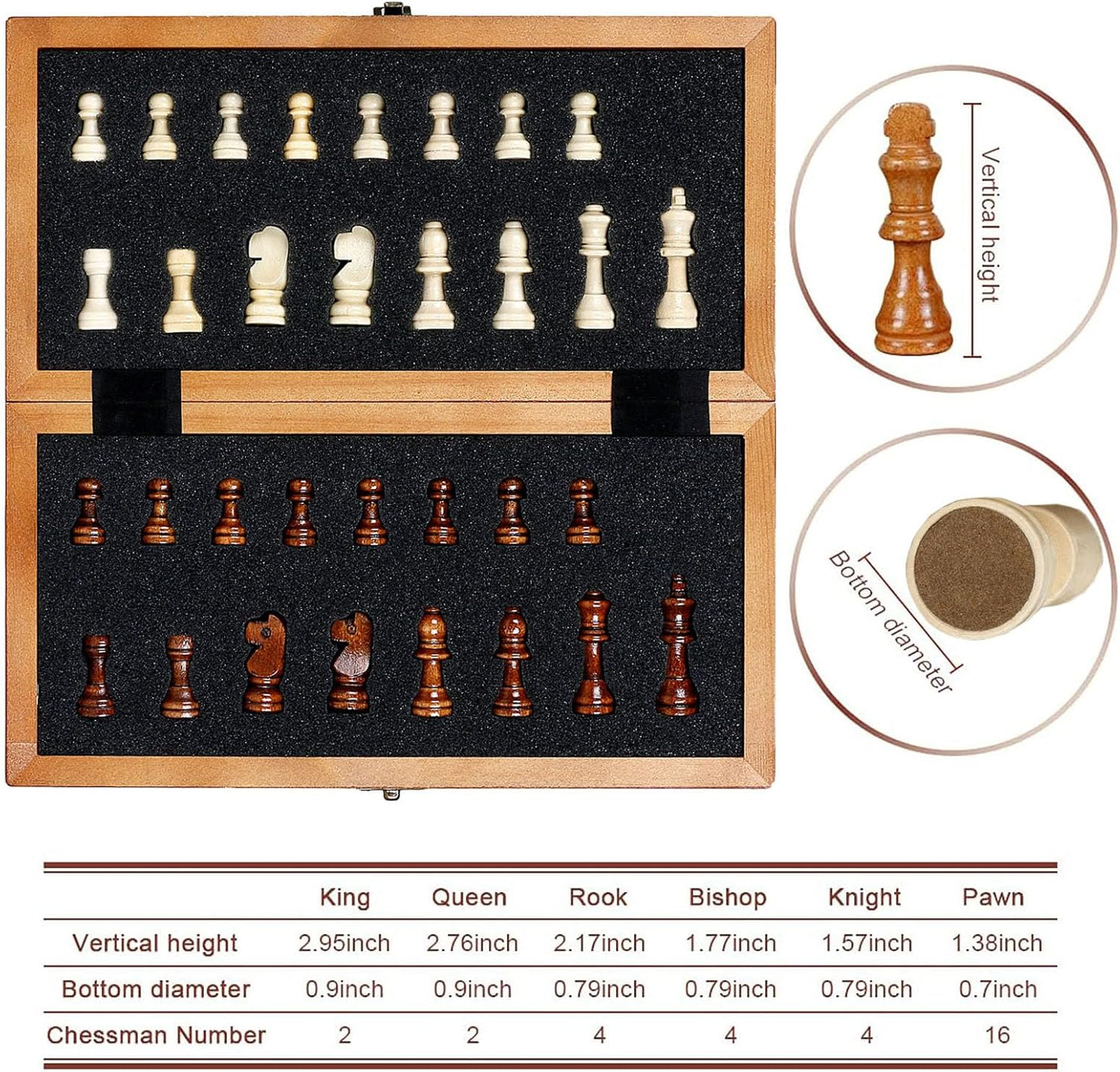 Klappbares Schachspiel aus Holz