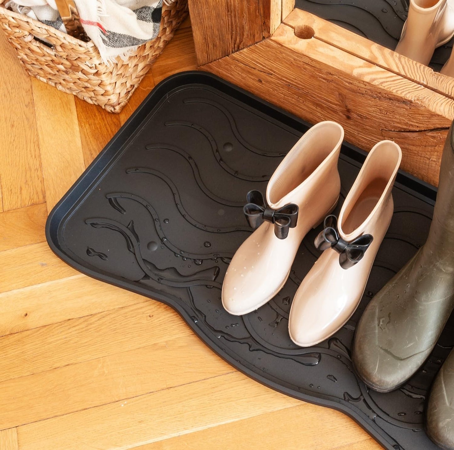 2-teiliges Schuhabtropfschalen-Set, Schwarz 38 x 75 cm 2 Stück