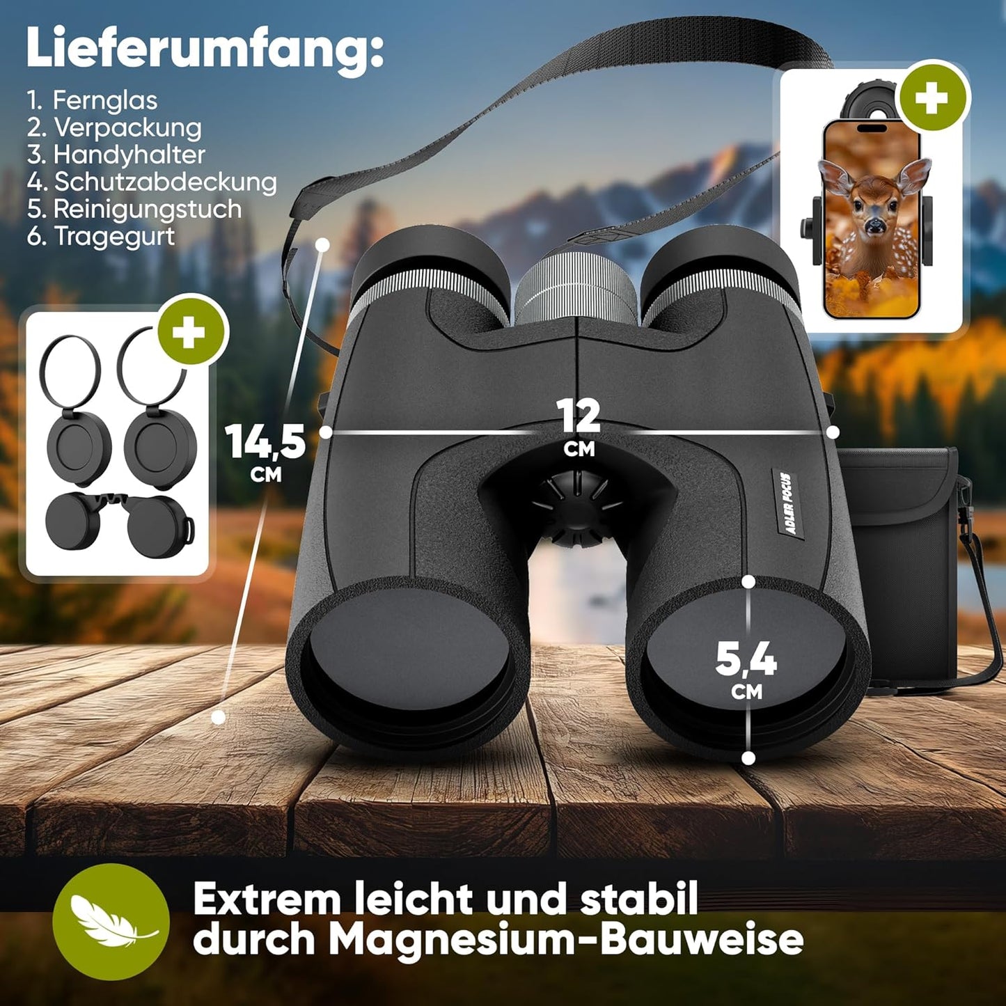 Fernglas mit Nitrogenfüllung, 12x42 Nitro