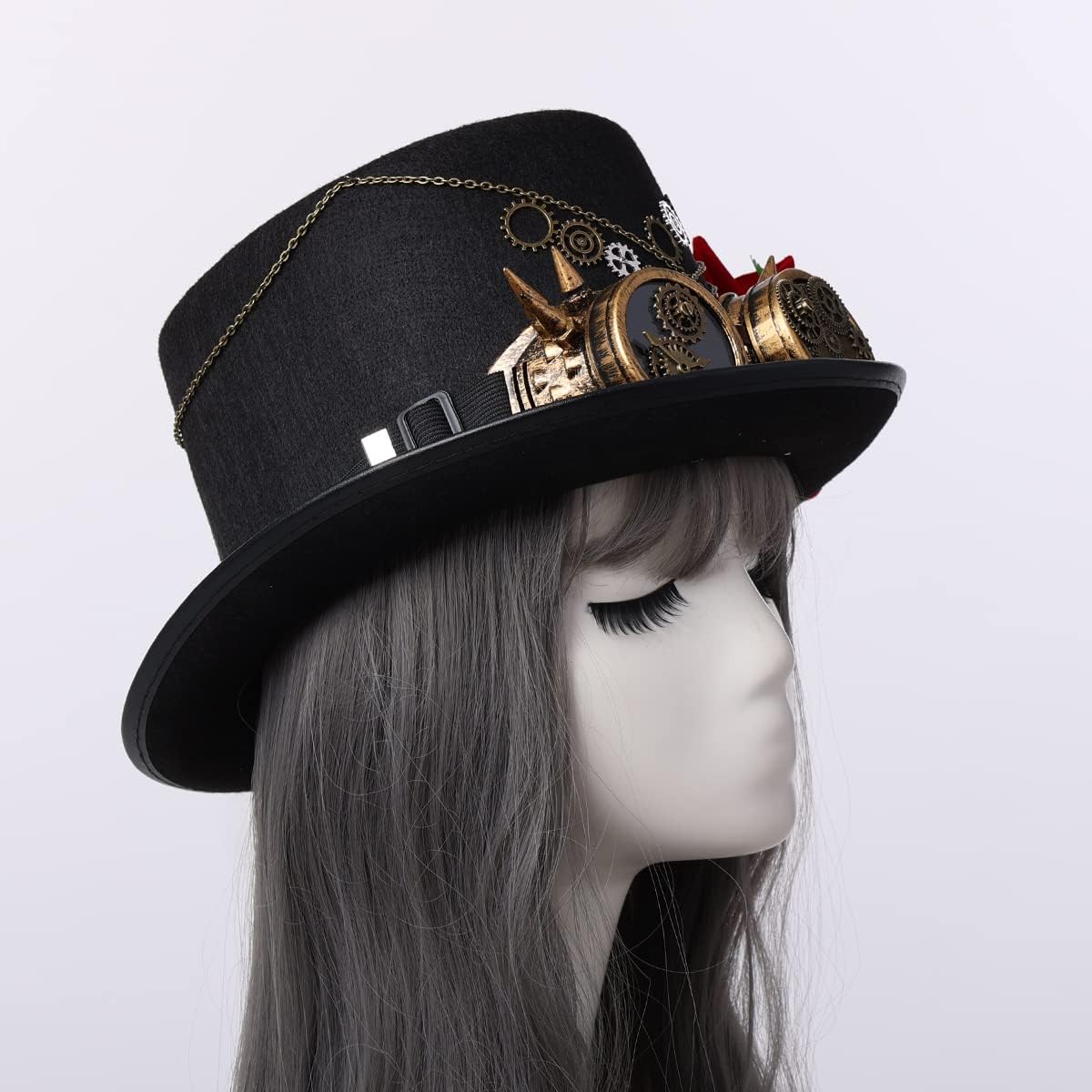 Steampunk Zylinderhut mit Brille, Farbe E M