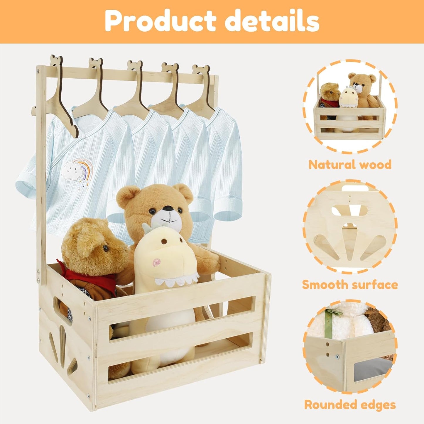 Baby-Shower-Geschenkkorb mit Kleiderstange und 5 Kleiderbügel