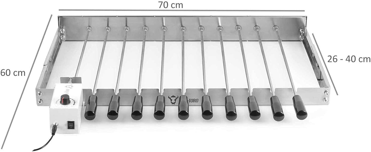 Elektrischer Drehspiess-Aufsatz mit 11 Spiessen, Motor vorne links