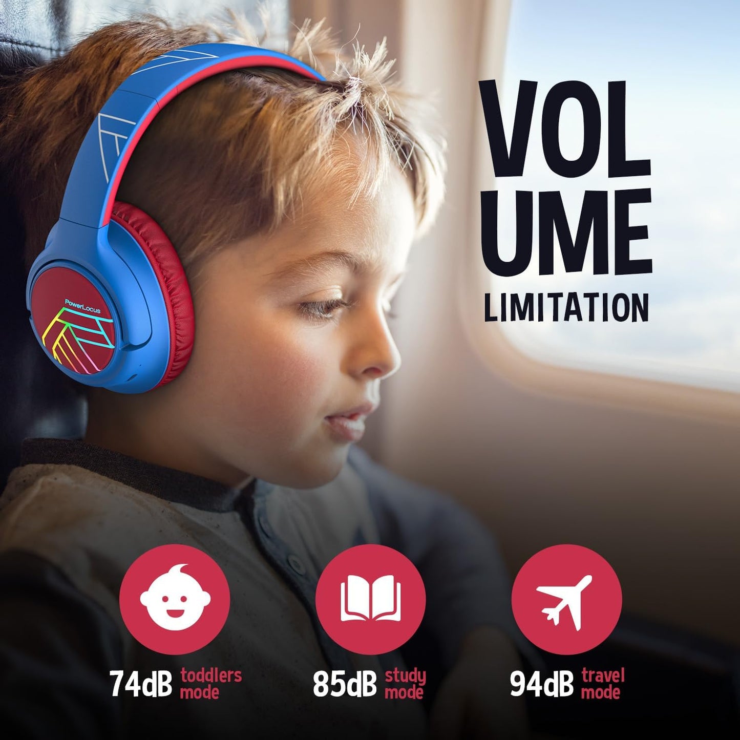 Bobo Bluetooth-Kopfhörer für Kinder, Blau/Rot