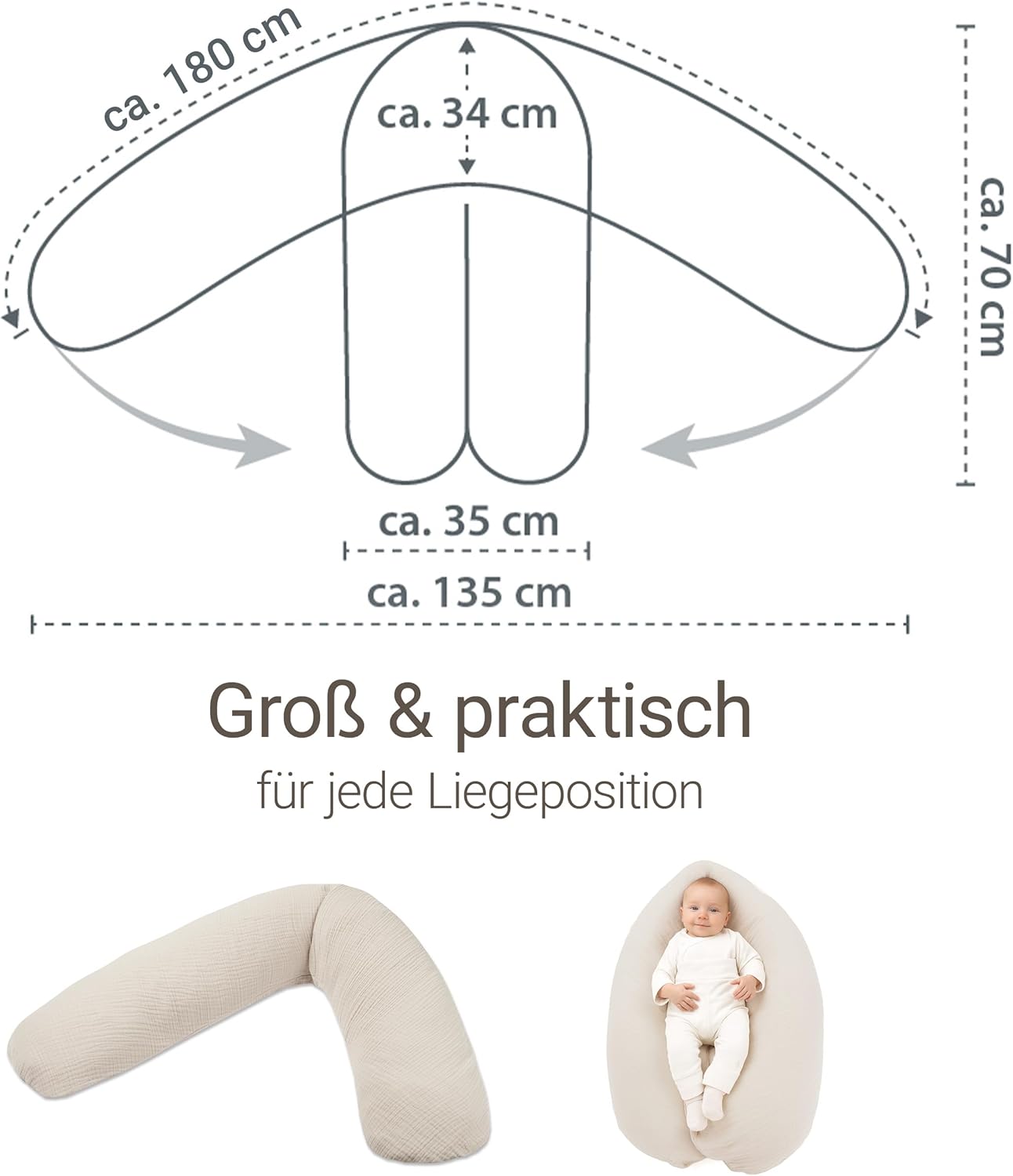 Still- & Schwangerschaftskissen Dodo Pillow Premium, Sandbeige