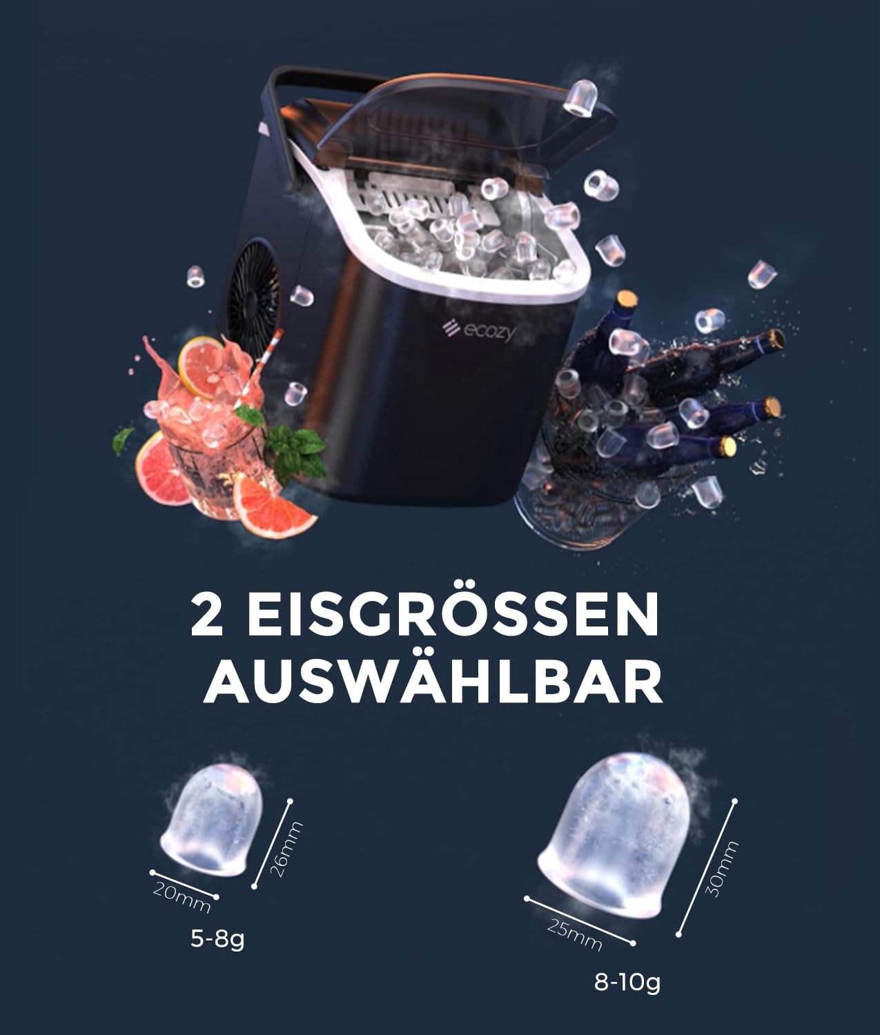 Selbstreinigende Eiswürfelmaschine
