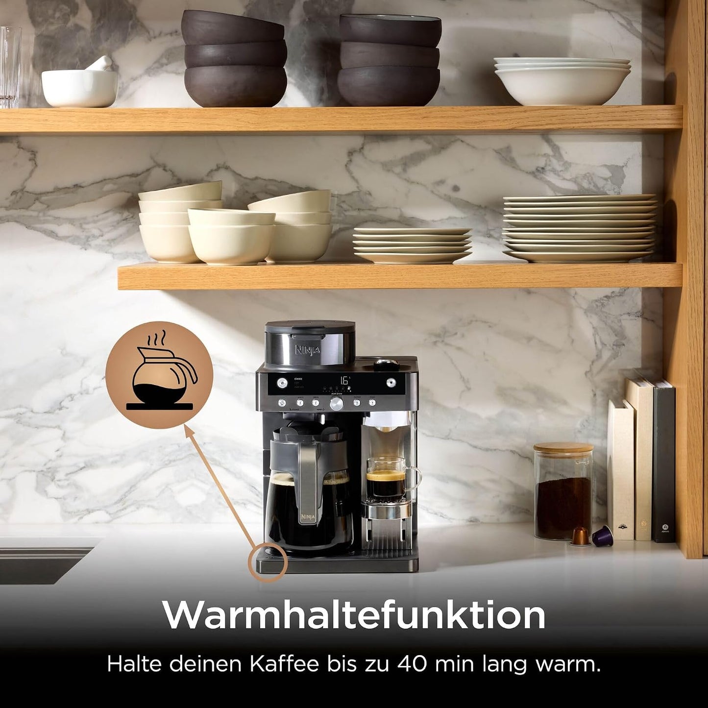 Filterkaffee und Kapselmaschine CFN802EUGM, Grau-metall