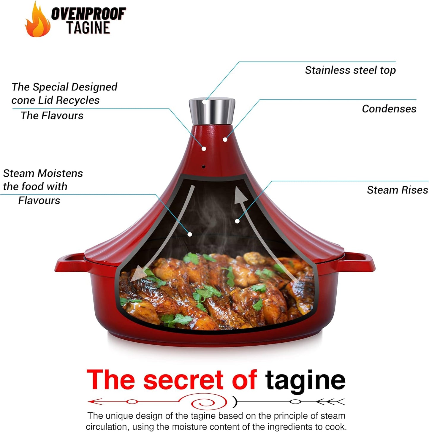 Tajine Topf 28 cm, rot