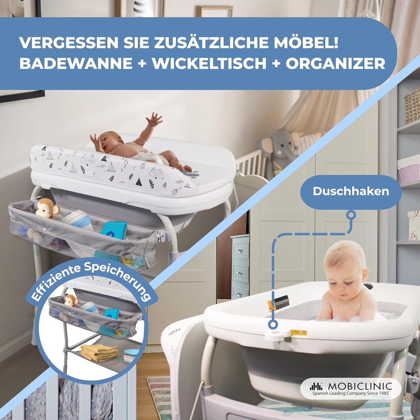 2-in-1 Wickeltisch mit Badewanne