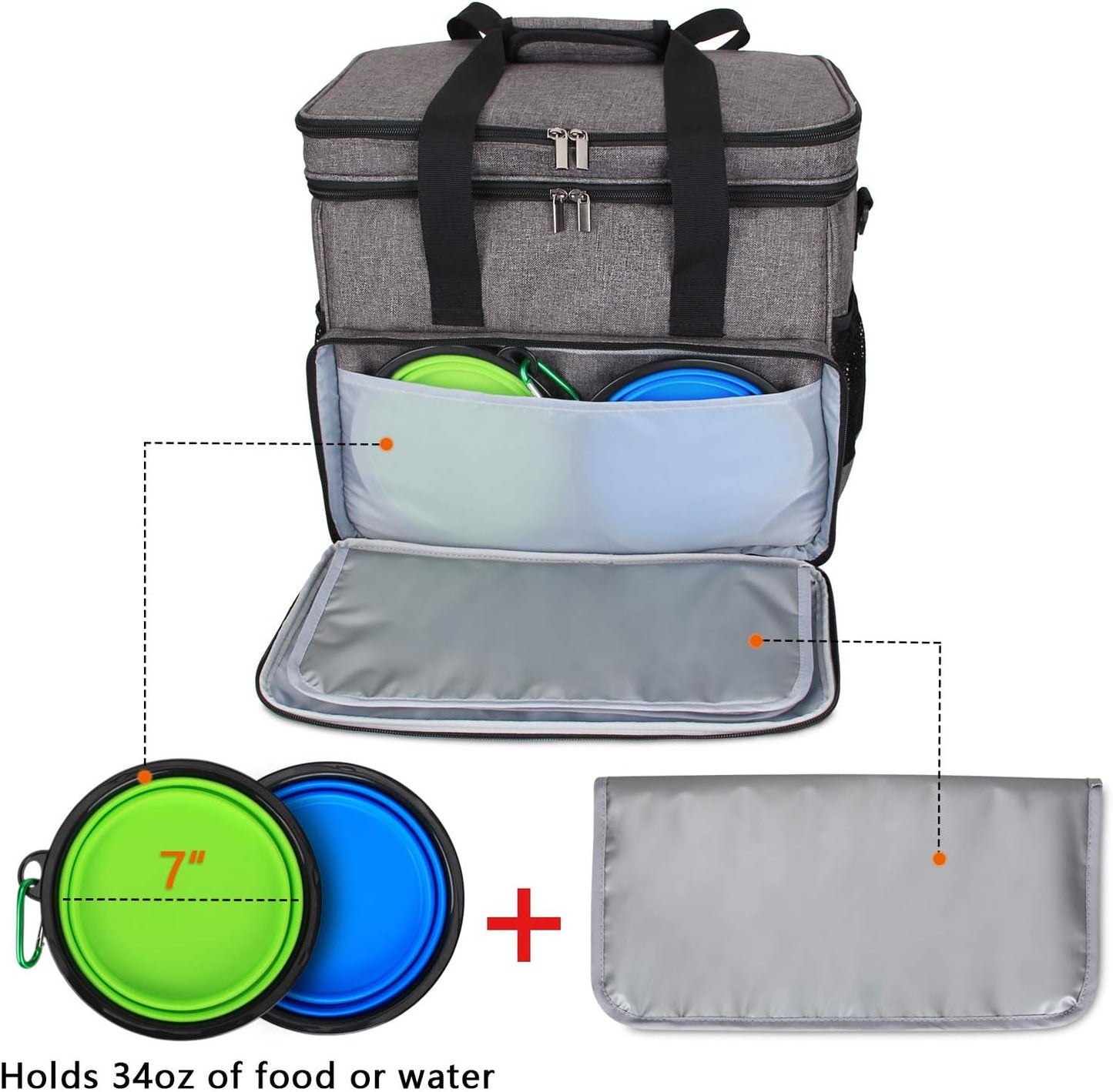 Reisetasche für Hundeausrüstung, L, Grau