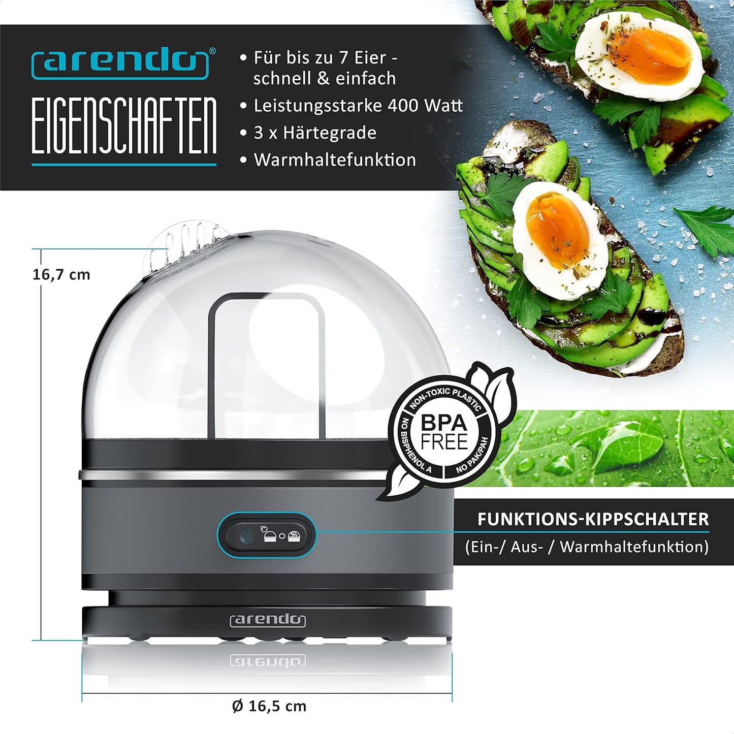Eierkocher Sevencook mit Warmhaltefunktion, A: Cool Grey